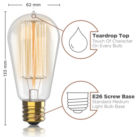Vintage Incandescent Edison Bulbs - ST58 - 2100K Amber Warm