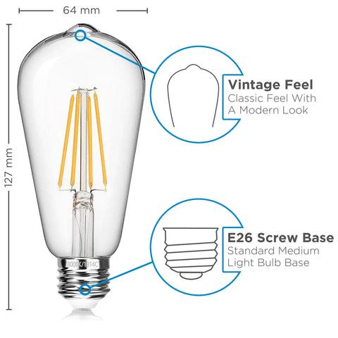Vintage LED Edison Light Bulbs - 4000K Daylight White