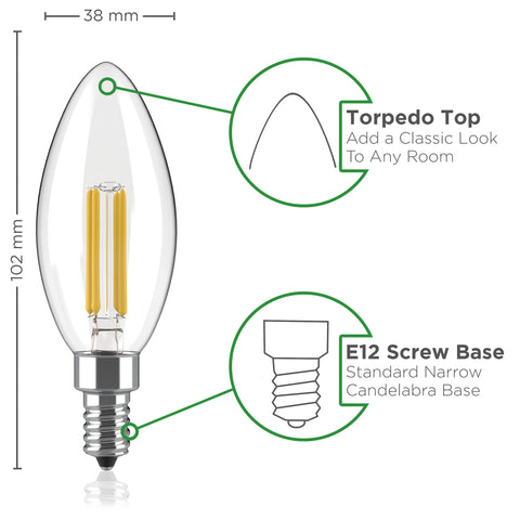 Dimmable LED Candelabra Bulbs - 5000K Cool White