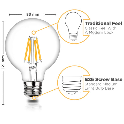 Dimmable G25 LED Bulbs - 3000K Soft White