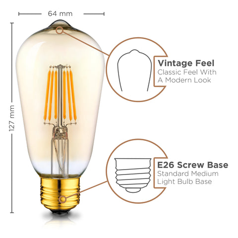 Vintage LED Edison Light Bulbs - 2200K Amber Warm