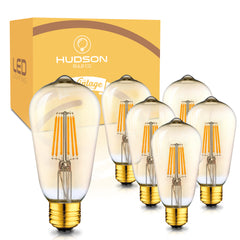 6 Pack Dimmable LED Edison Bulbs - 2700K with Amber Tint