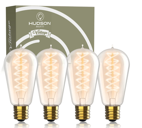 4 Pack Vintage Incandescent Edison Bulbs - ST58 - Spiral Filament